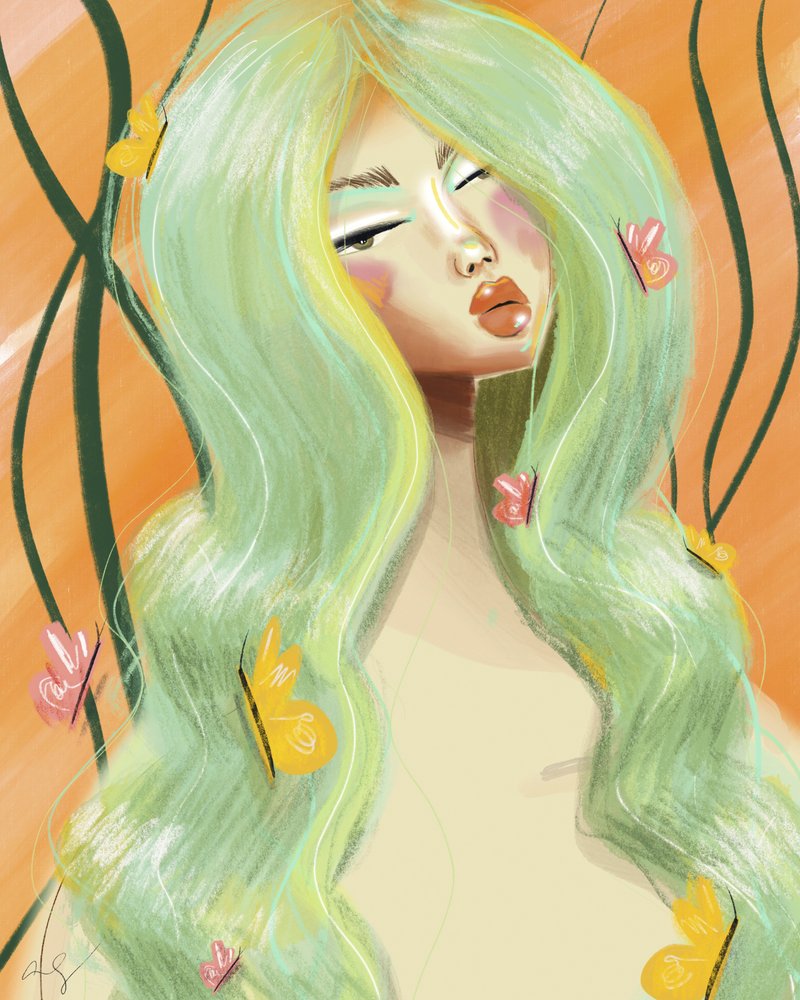 Green Hair Butterflies by Amy Straley