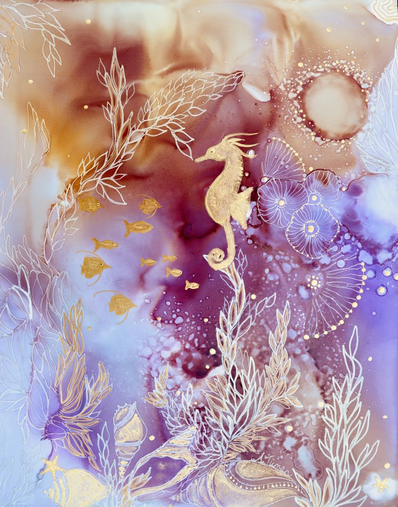 Golden Seahorse Dream by Amy Tieman