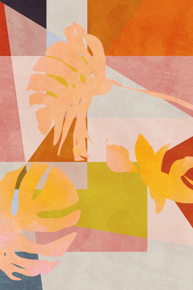 Organic Bauhaus Geometry Leaves by Ana Rut Bre