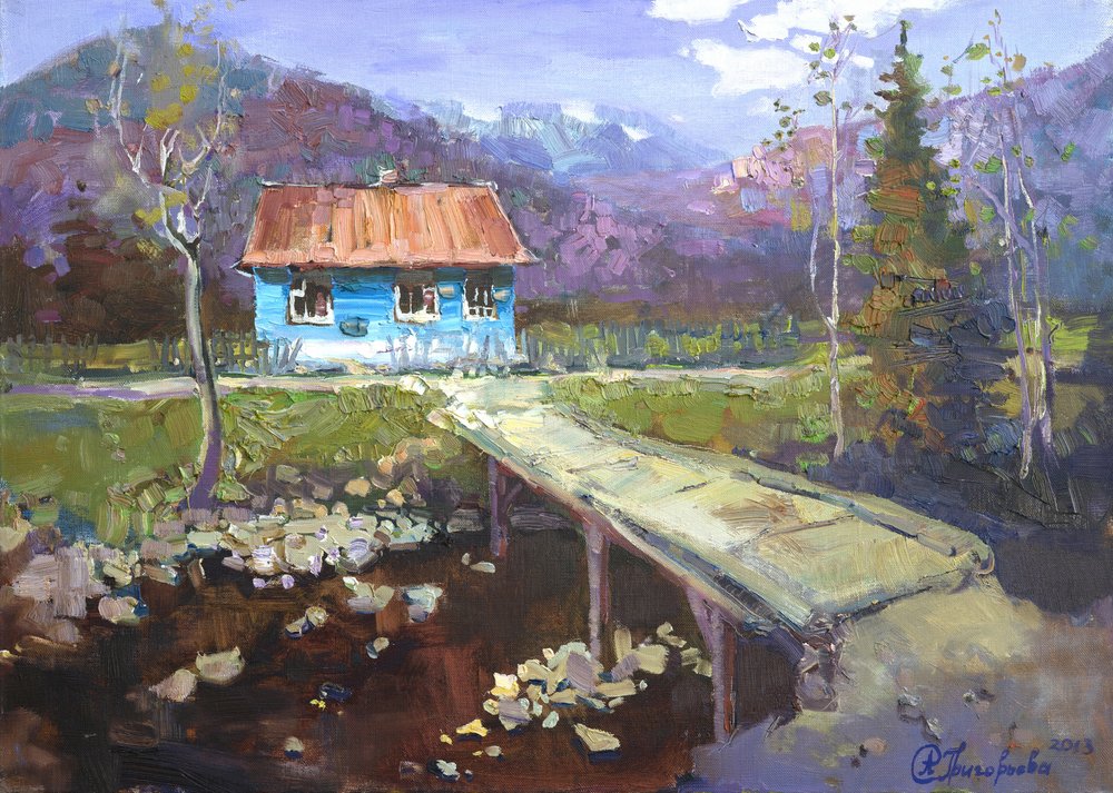 Blue House Mountain Stream by Anastasiia Grygorieva