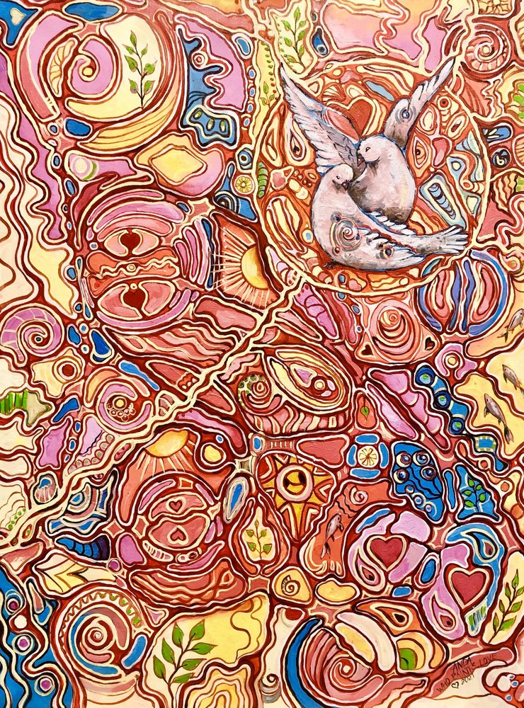 Abstract Love Birds by Anda Bieza