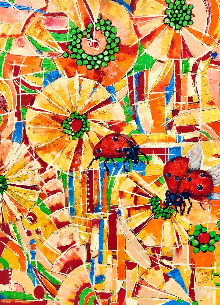 Colorful Garden Ladybugs by Anda Bieza