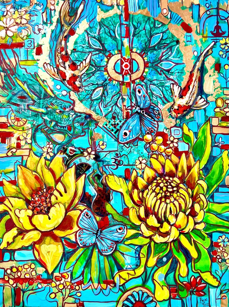 Koi Butterfly Bloom by Anda Bieza