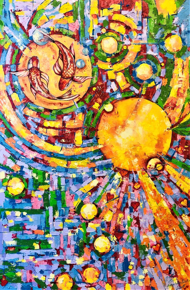 Koi and Golden Sun by Anda Bieza