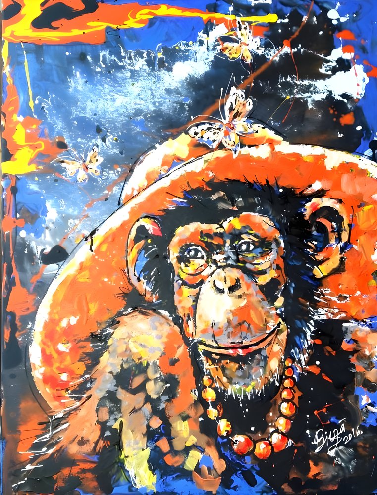 Stylish Monkey in Hat by Anda Bieza