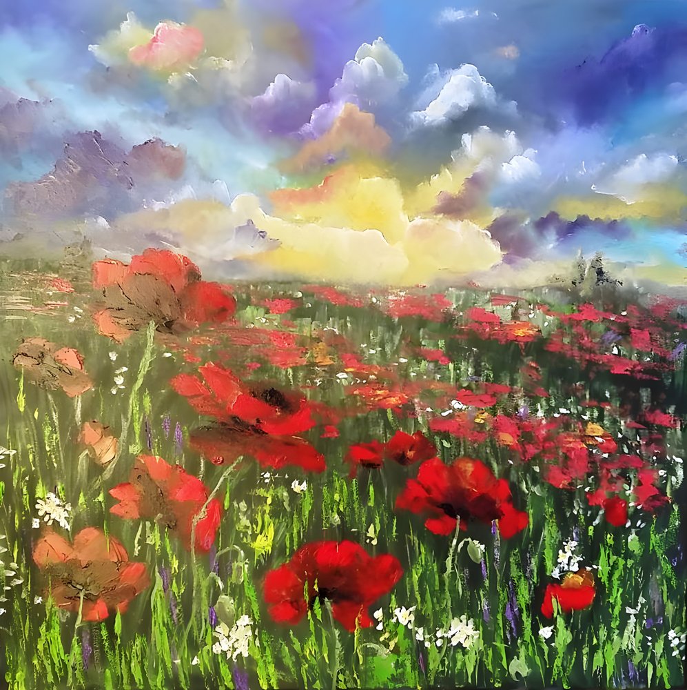 Sunset Poppy Field by Anda Bieza