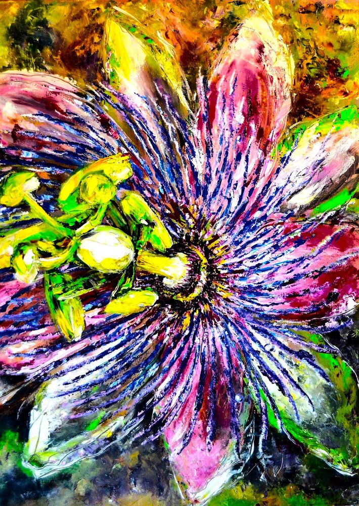 Vibrant Passion Flower Bloom by Anda Bieza