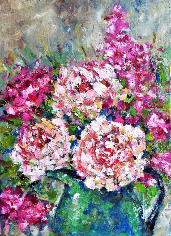 Vibrant Peonies Still Life by Anda Bieza