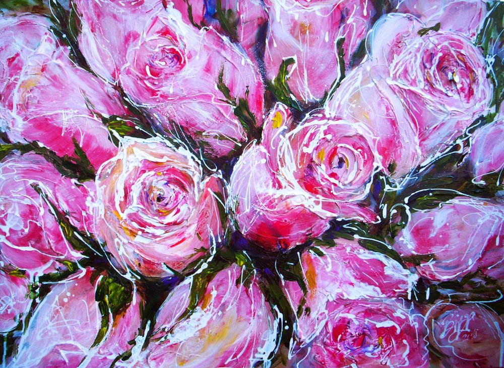 Vibrant Pink Roses by Anda Bieza