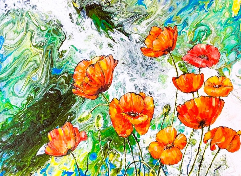 Vibrant Poppies Garden by Anda Bieza