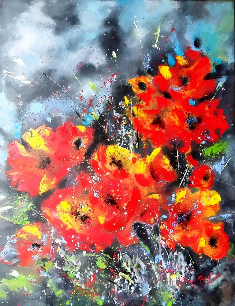 Vibrant Red Poppies by Anda Bieza
