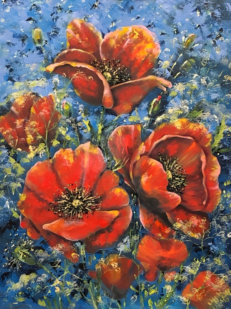 Vibrant Red Poppies by Anda Bieza