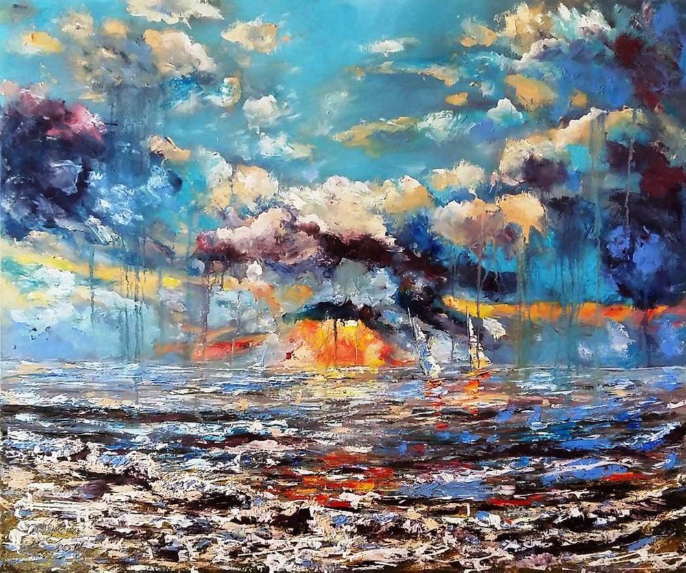 Vibrant Sunset Seascape by Anda Bieza