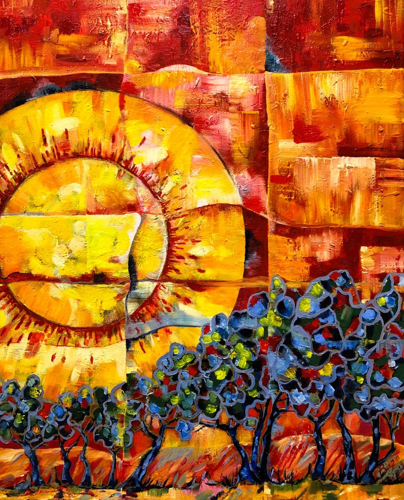 Vibrant Sunset Trees by Anda Bieza