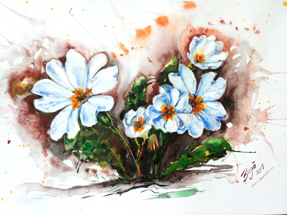 Vibrant Watercolor Flowers by Anda Bieza