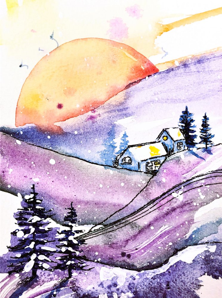 Winter Moon Cabin by Anda Bieza