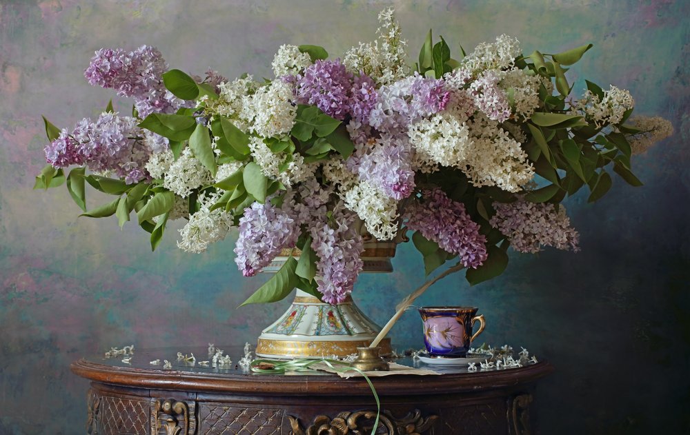 Still Life with Lilac Flowers by Andrey Morozov