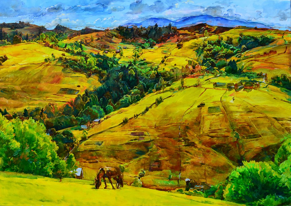 Golden Hillside Horse by Andrii Kutsachenko