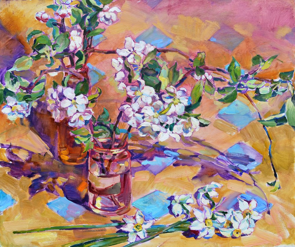 Spring Blossoms And Daffodils by Andrii Kutsachenko