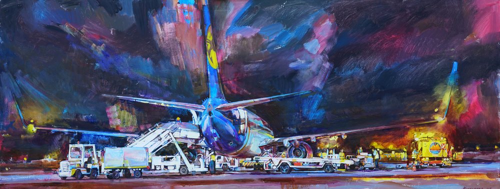 Vibrant Airport Night by Andrii Kutsachenko