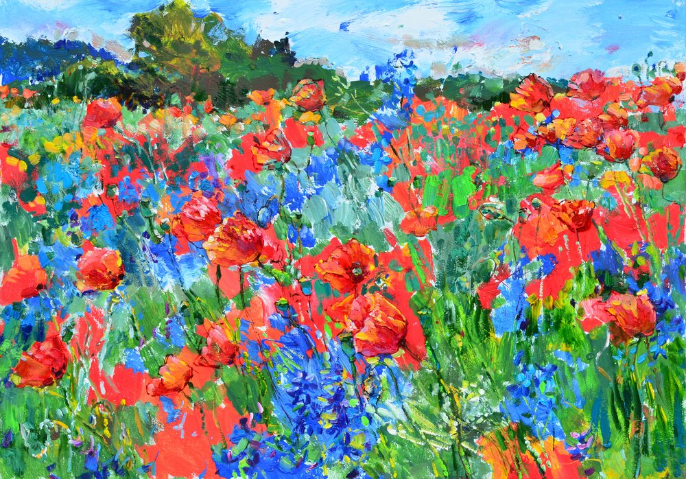 Vibrant Poppy Field by Andrii Kutsachenko