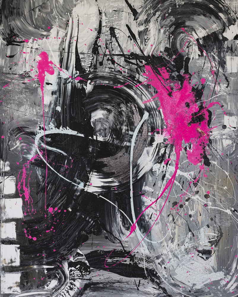 Dynamic Pink Splatter by Anete Purina-Purite