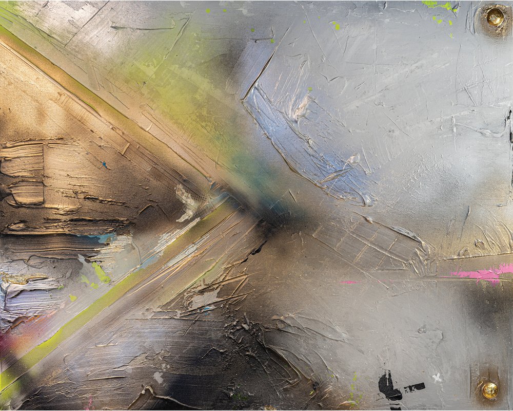 Industrial Metallic Abstract by Anete Purina-Purite