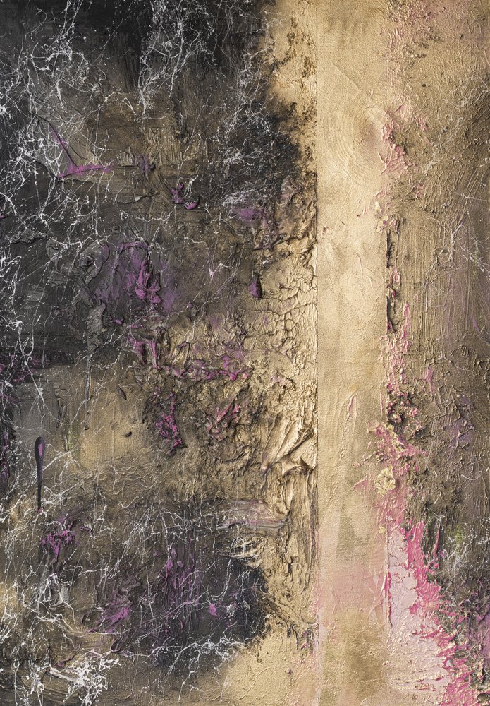 Textured Gold And Pink by Anete Purina-Purite