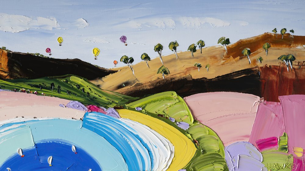 Lakeside Hot Air Balloons by Angela Hawkey