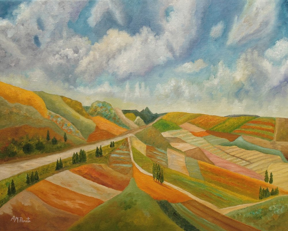 Autumn Fields Country Road by Angeles M. Pomata