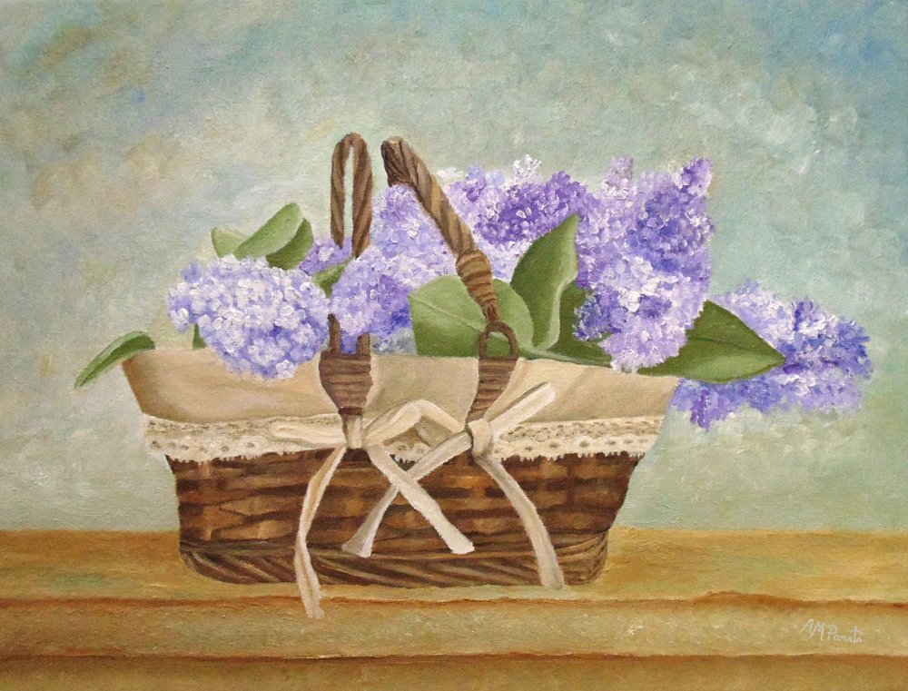 Charming Lilac Basket by Angeles M. Pomata