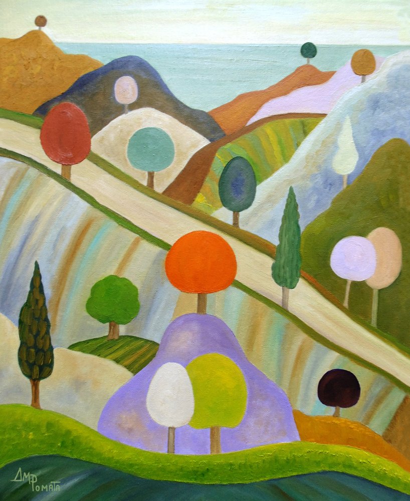 Colorful Whimsical Landscape by Angeles M. Pomata