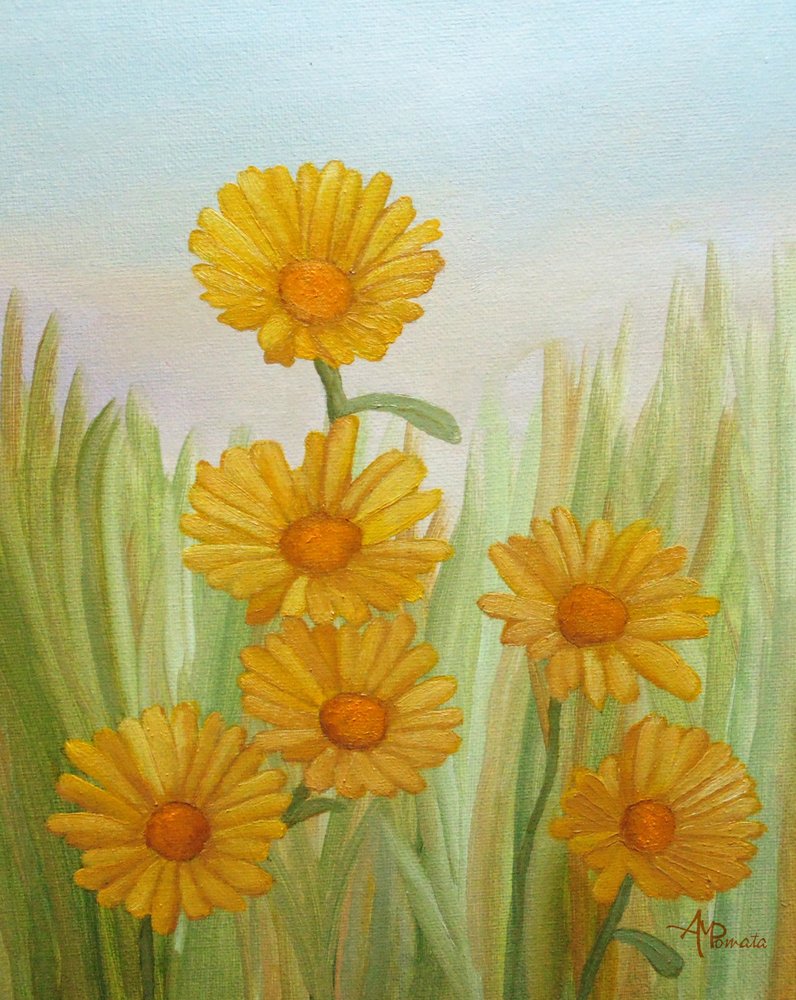 Sunny Yellow Meadow by Angeles M. Pomata