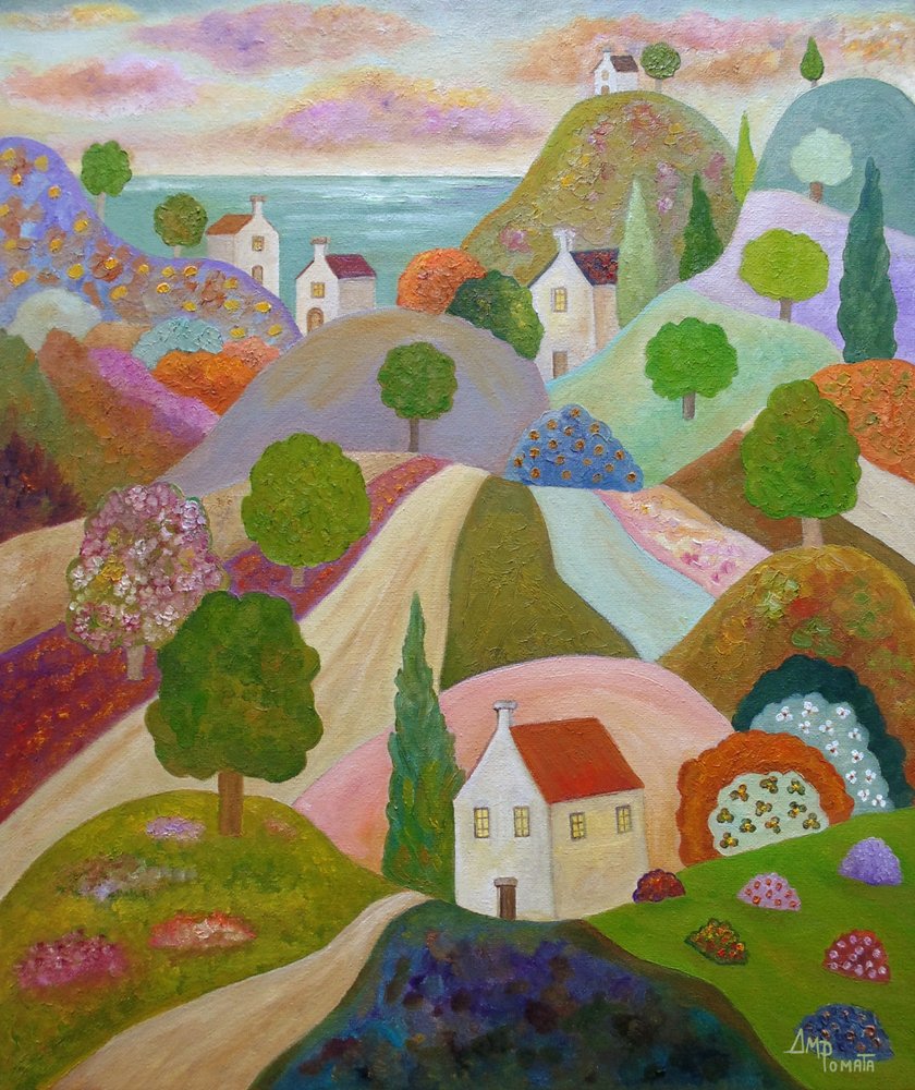 Vibrant Coastal Village by Angeles M. Pomata