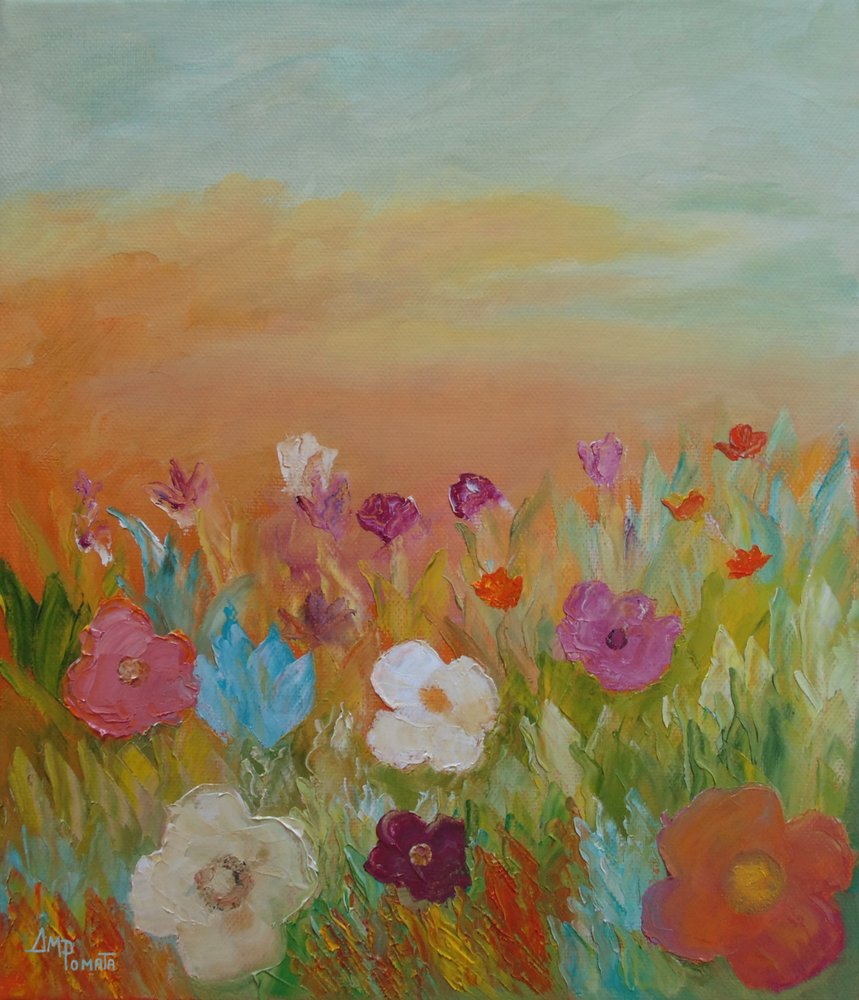 Vibrant Flower Field by Angeles M. Pomata
