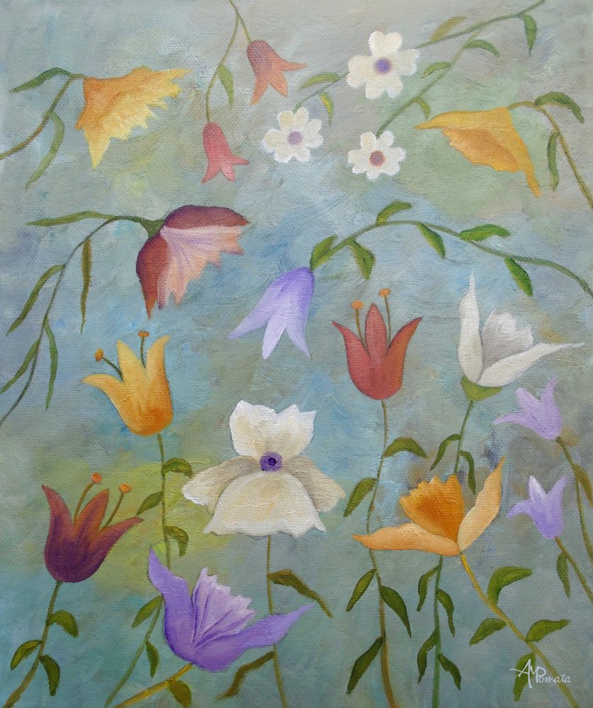 Whimsical Garden Flowers by Angeles M. Pomata