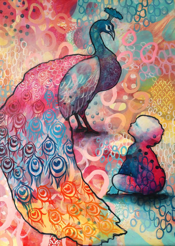 Peacock Child Wonder by Ania Witwitzka