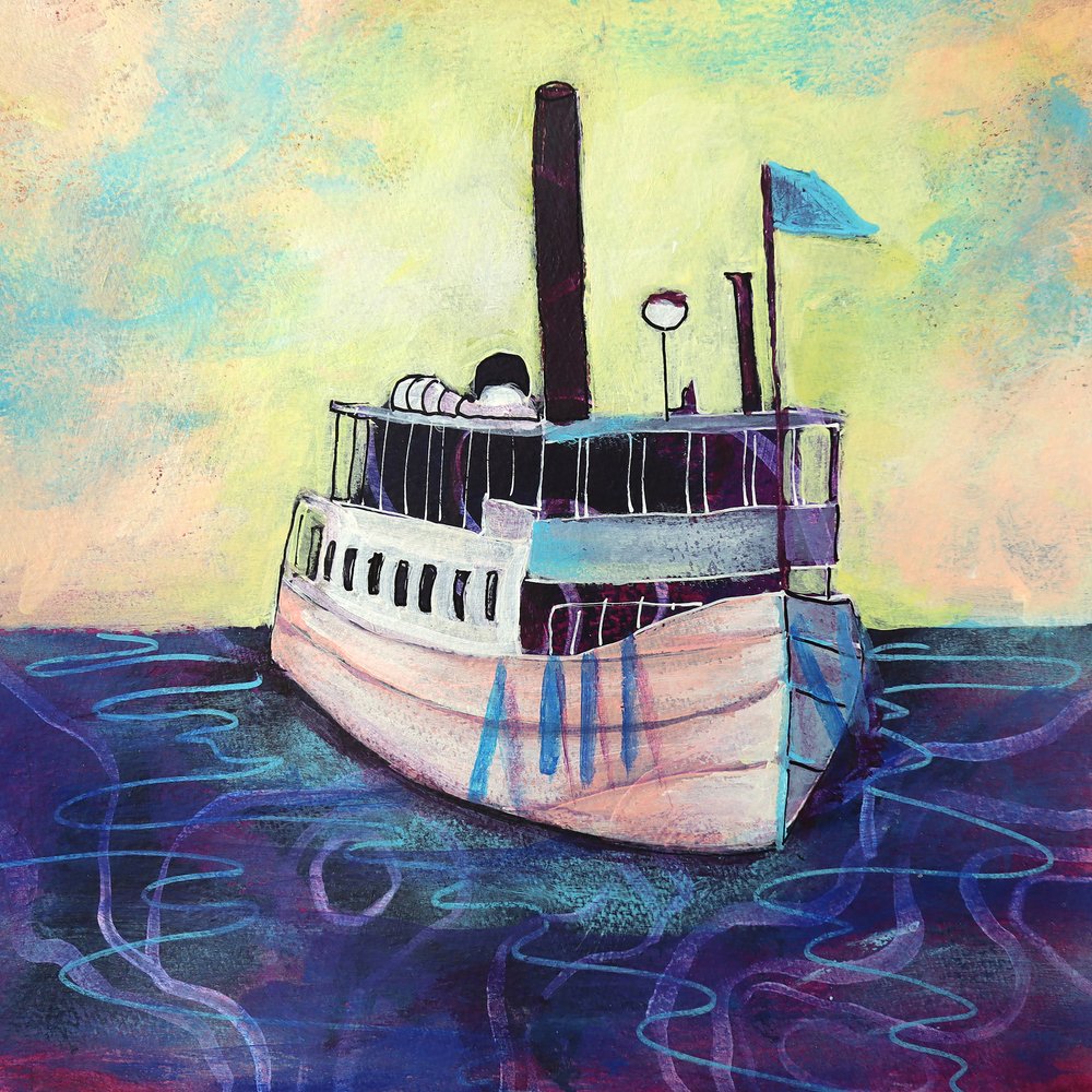 Quaint River Boat by Ania Witwitzka