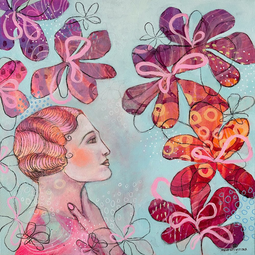 Vintage Woman Floral Dream by Ania Witwitzka