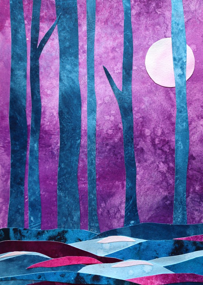 Winter Moonlit Forest by Ania Witwitzka