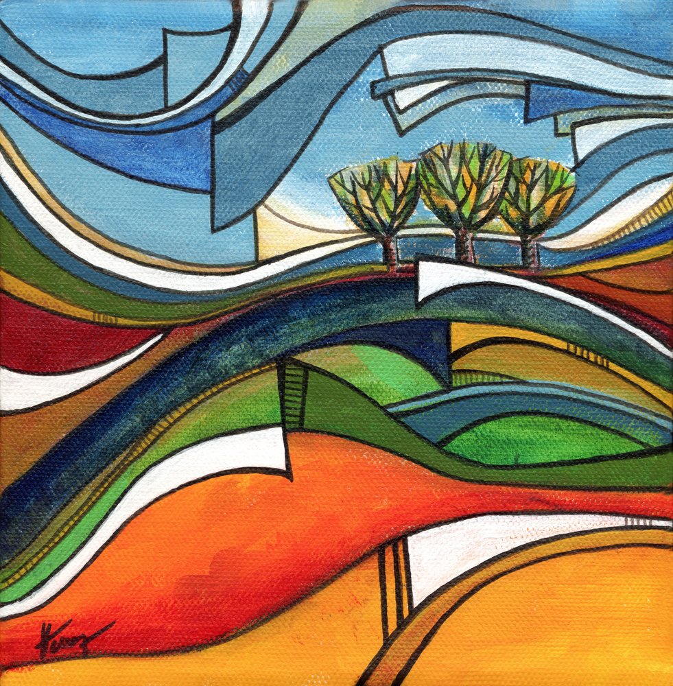Abstract Hills And Trees by Aniko Hencz