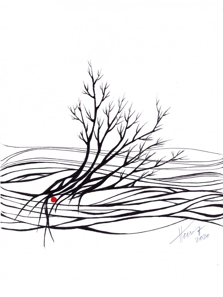 Minimalist Tree Red Dot by Aniko Hencz