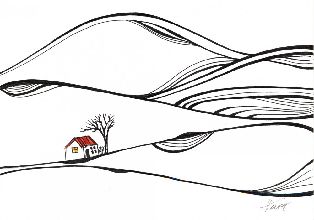 Red Roof Hill Home by Aniko Hencz