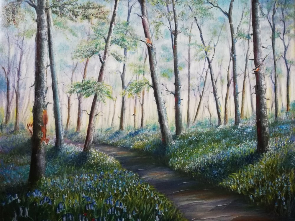 Bluebell Woodland Path by Annette Armitage
