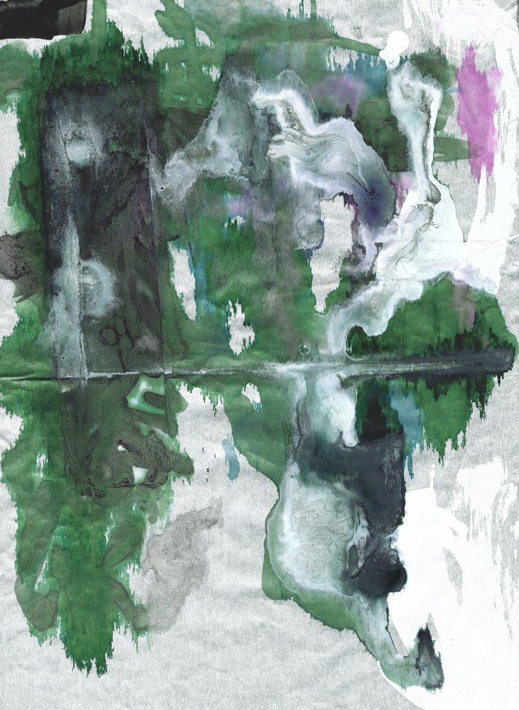 Green Abstract Reflection by Annick