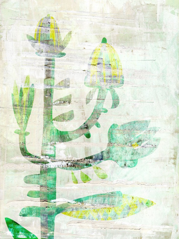 Textured Green Blooms by Annick