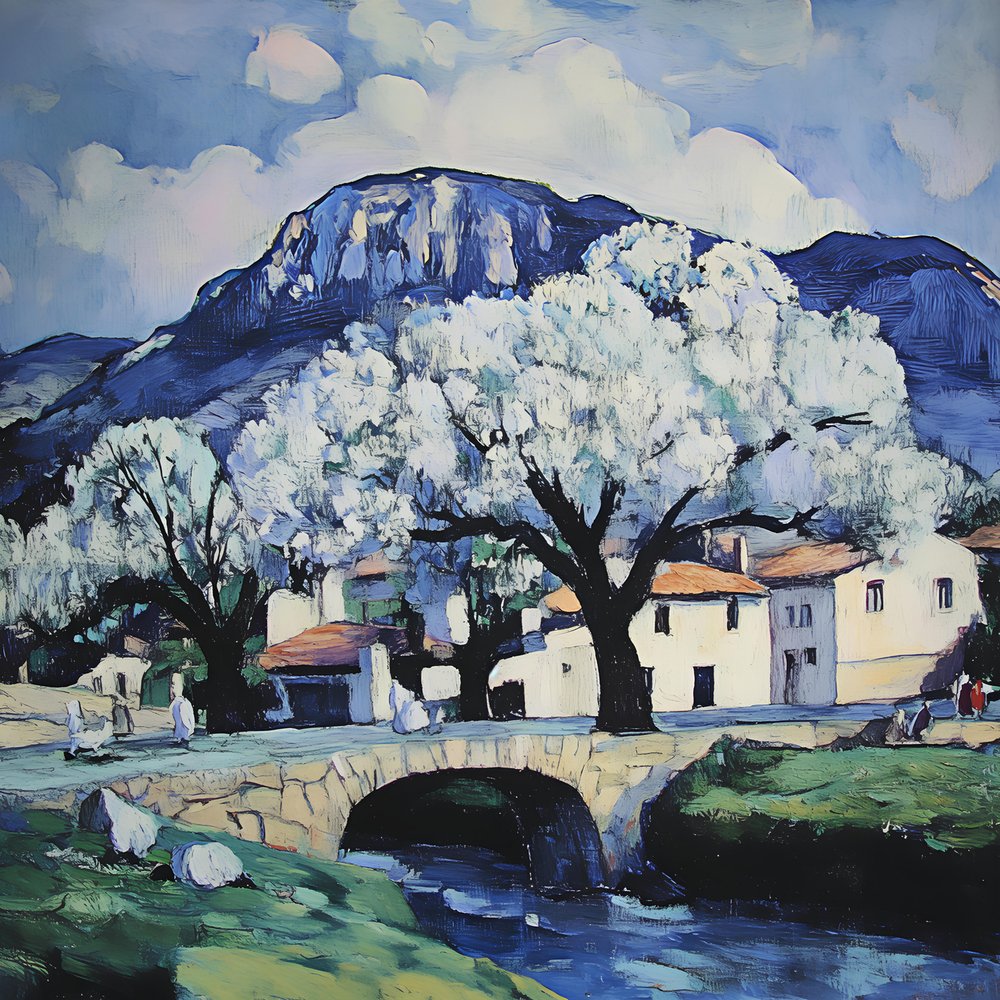 Blossoming Village Landscape by Avanesova Elena