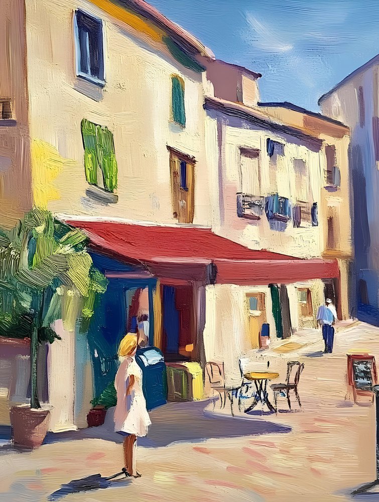 Charming European Cafe Street by Avanesova Elena