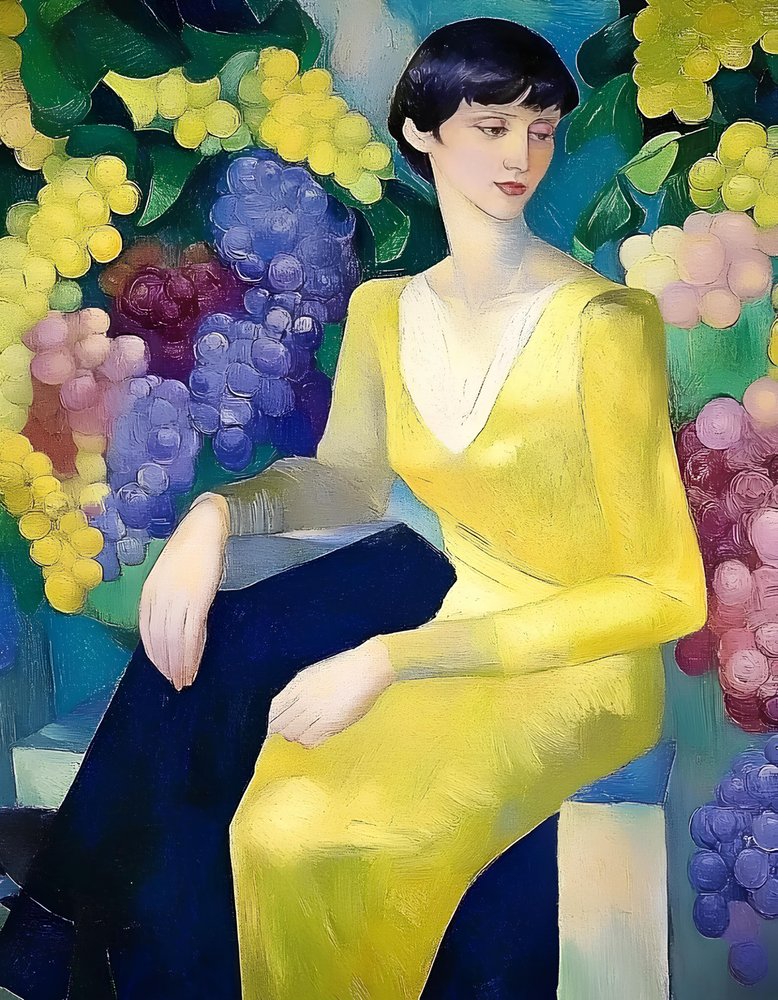 Elegant Woman with Grapes by Avanesova Elena