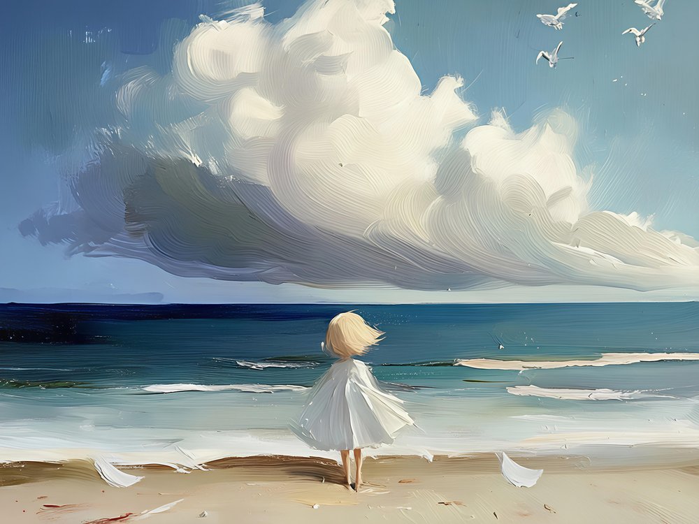 Girl Watching Sea by Avanesova Elena